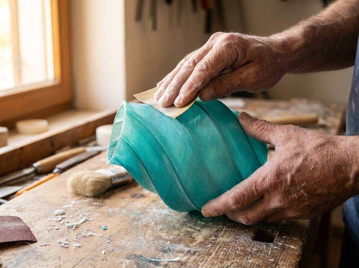 Hand-finishing a 3D printed vase