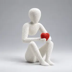 Ivory Heart, Sculptural Contemplation Loving Embrace Sculpture