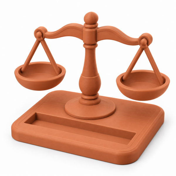 Terracotta 3D-Printed Balance Scale Scales of Justice Card Holder