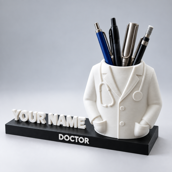 Doctor Coat Pen Holder on Custom Base Doctor Pen Holder with Personalized Name