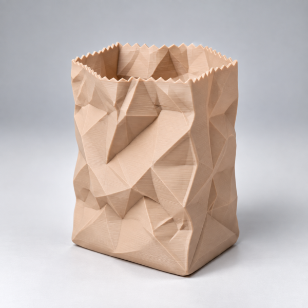 Faceted Crumpled Paper Vase Paper Bag Pen Holder