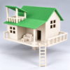 Green-Roofed 3D-Printed Cottage Model Tiny Treehouse