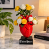 Heart Vase with Roses and Warm Desk Decor Heart Flower Vase (Customizable Name)