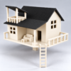 Ivory Stilt House with Charcoal Roof Tiny Treehouse