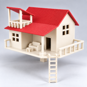 Miniature Ivory Cottage with Red Corrugated Roof Miniature Ivory Cottage with Red Corrugated Roof