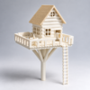 Minimalist 3D-Printed Treehouse Model Treehouse with Ladder for Flower Pot
