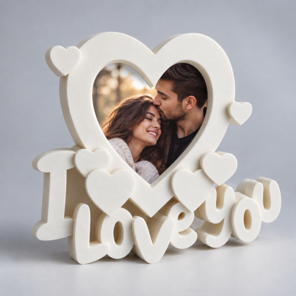 Romantic Heart Frame with Love Script I Love You Photo Frame