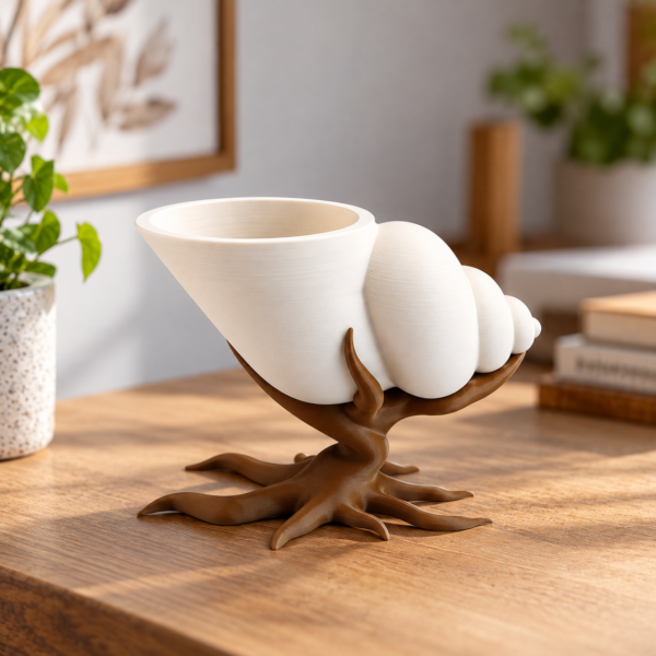 Sculptural Shell on Rooted Stand Shell Shaped Pot