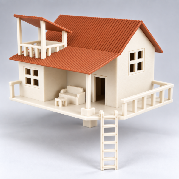 Terracotta Roof Miniature Stilt House Tiny Treehouse